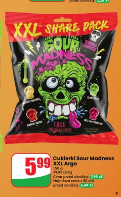 Cukierki Sour Madness XXL Argo promocja w Dino