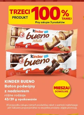 Baton podwójny z nadzieniem Kinder Bueno White promocja w Kaufland