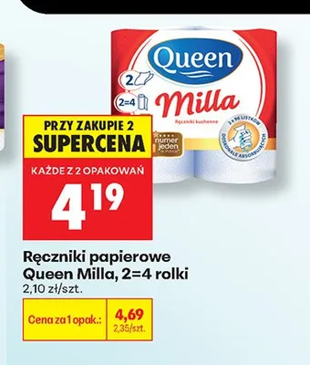 Ręczniki papierowe Queen Milla 2-pak promocja w Biedronka