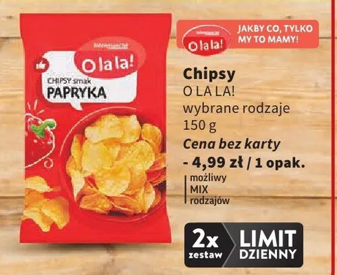 Chipsy o la la! wybrane rodzaje 150g promocja w Intermarche