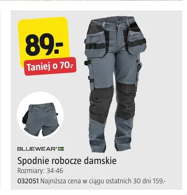 Spodnie robocze damskie Bluewear promocja w Jula