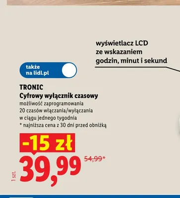 Cyfrowy wyłącznik czasowy Tronic promocja w Lidl