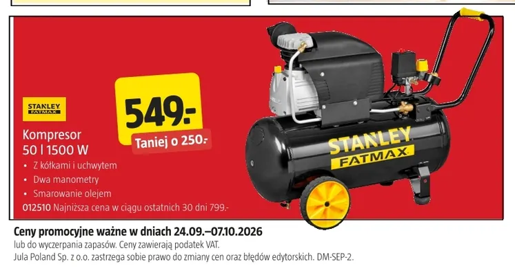 Kompresor 50 l Stanley Fatmax promocja w Jula