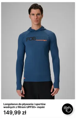 Longsleeve do pływania i sportów wodnych z filtrem UPF50+ męski Fobsurf promocja w 4F