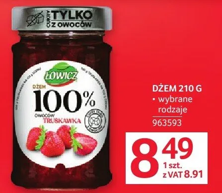 Dżem Łowicz 100% z owoców 210 g promocja w Selgros