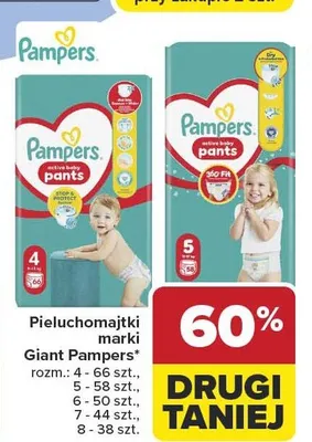 Pieluchomajtki Pampers active baby pants promocja w Carrefour