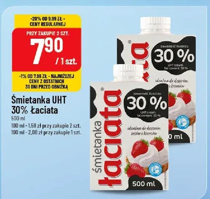 Śmietanka UHT 30% Łaciata promocja w POLOmarket