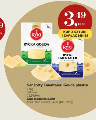 Ser żółty Ementaler w plastrach Ryki promocja w Market Point