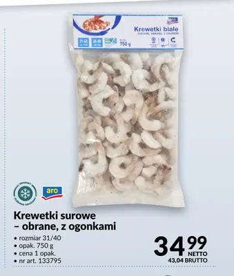 Krewetki surowe obrane z ogonkami Aro promocja w Makro