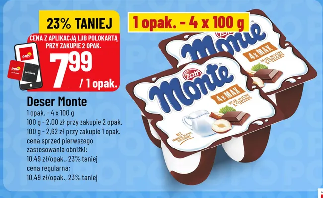 Deser Monte Zott 4-pak 100 g promocja w POLOmarket