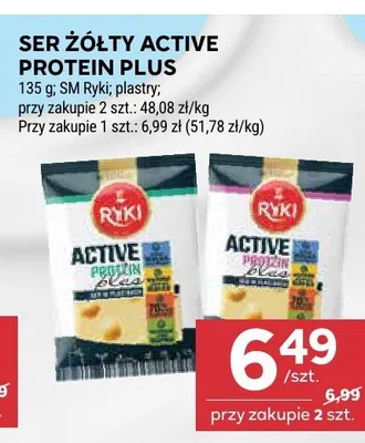 Ser żółty Active Protein Plus Ryki plastry promocja w Stokrotka