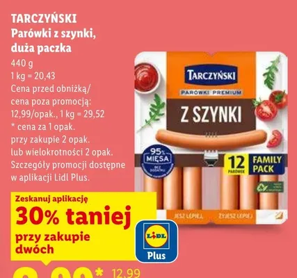 Parówki z szynki Tarczyński promocja w Lidl