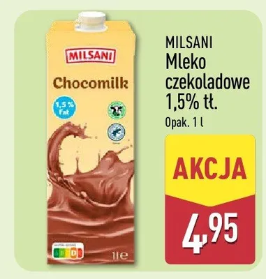 Mleko czekoladowe 1,5% tł. promocja w Aldi