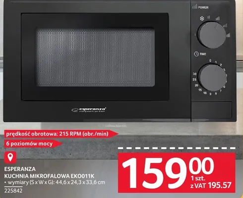 Kuchenka mikrofalowa ESPERANZA EKOOTIK promocja w Selgros