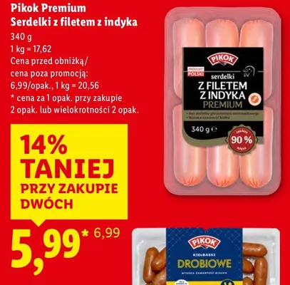 Serdelki z filetem z indyka Pikok Premium promocja w Lidl