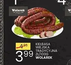 Kiełbasa wiejska tradycyjna Wolarek promocja w Wafelek