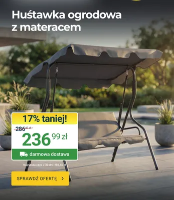 Huśtawka ogrodowa z materacem promocja w ERLI