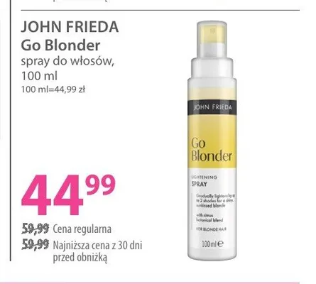 Spray do włosów John Frieda Go Blonder promocja w Hebe