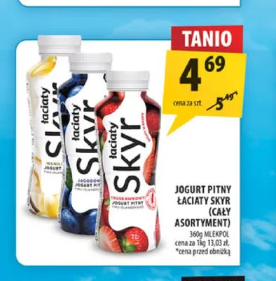 Jogurt pitny Łaciaty Skyr Mlekpol promocja w Arhelan