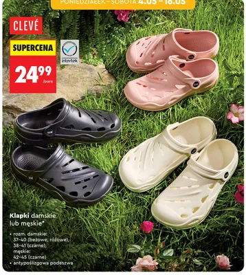 Klapki damskie CLEVÉ antypoślizgowa podeszwa promocja w Biedronka
