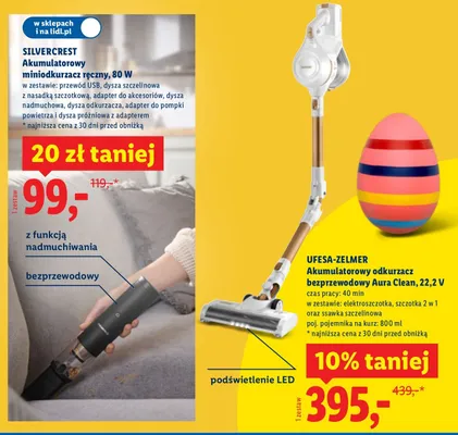 Akumulatorowy odkurzacz bezprzewodowy Aura Clean promocja w Lidl