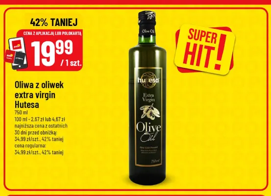 Oliwa z oliwek extra virgin Hutesa promocja w POLOmarket