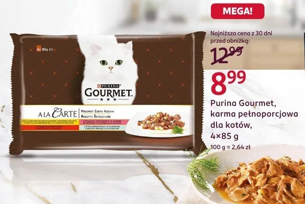 Karma pełnoporcjowa dla kotów Purina Gourmet A La Carte promocja w Rossmann