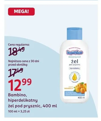 Żel pod prysznic Bambino Rodzina hiperdelikatny promocja w Rossmann
