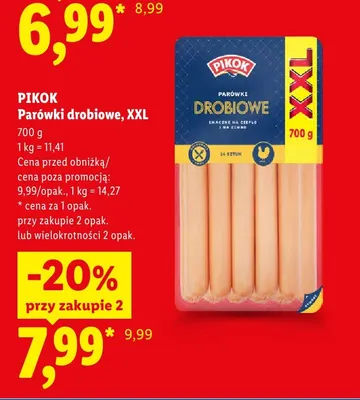 Parówki drobiowe Pikok XXL promocja w Lidl