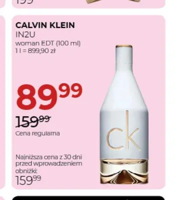 Woda toaletowa IN2U Calvin Klein promocja w Drogerie Jawa