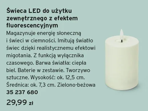 Świeca LED do użytku zewnętrznego z efektem fluorescencyjnym promocja w Tchibo
