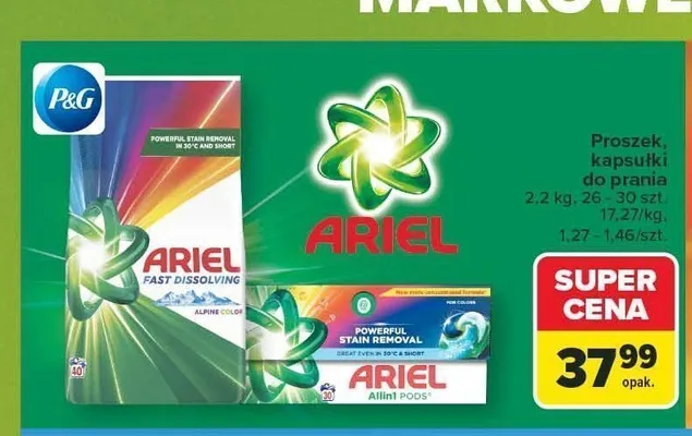Kapsułki do prania Ariel Allin1 Pods promocja w Carrefour Market
