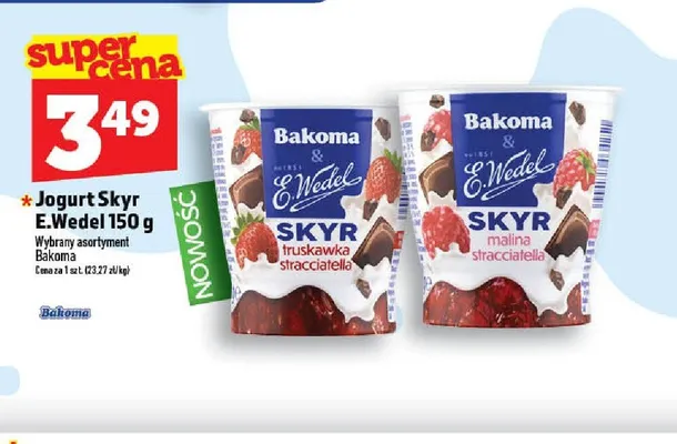 Jogurt Skyr E.Wedel malina stracciatella Bakoma promocja w TOPAZ
