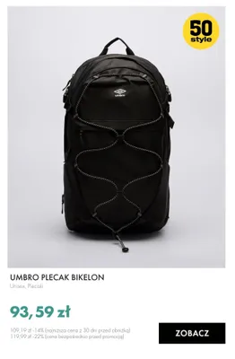Plecak Umbro Bikelon promocja w 50 style