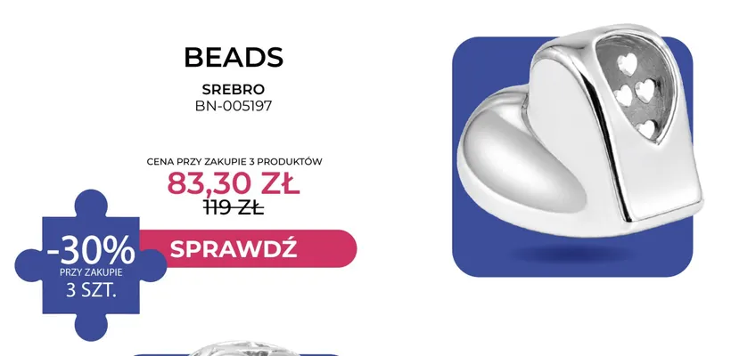 Beads srebro BN-005197 Briju promocja w Briju