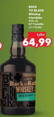 Whiskey irlandzka BACK TO BLACK 40% alk. promocja w Kaufland