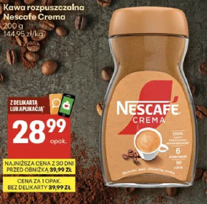 Kawa rozpuszczalna Nescafe Crema promocja w Delikatesy Centrum