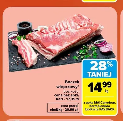 Boczek wieprzowy bez kości promocja w Carrefour Market
