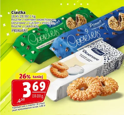 Ciastka kruche z kremem orzechowym Primart promocja w Prim Market