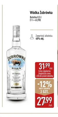 Wódka Żubrówka Biała promocja w Aldi