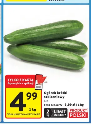 Ogórki krótkie szklarniowe promocja w Intermarche