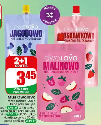 Mus jabłkowo-jagodowy Owolovo Jagodowo promocja w Dino