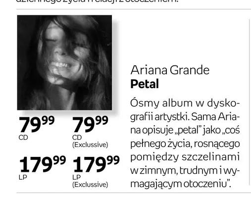 Płyta CD Ariana Grande Petal Exclusive promocja w Empik