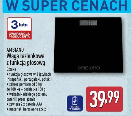 Waga łazienkowa z funkcją głosową  promocja w Aldi