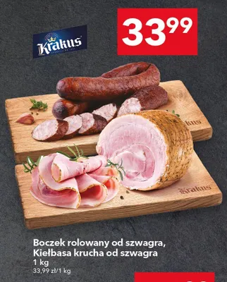 Boczek rolowany od szwagra, Kiełbasa krucha od szwagra promocja w LEWIATAN