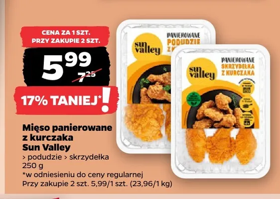 Mięso panierowane z kurczaka Sun Valley skrzydełka promocja w Netto