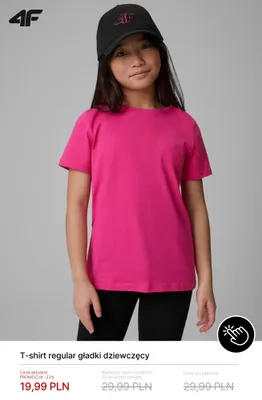 T-shirt regular gładki dziewczęcy 4F promocja w 4F