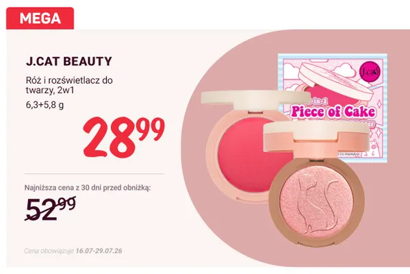 Róż i rozświetlacz do twarzy 2w1 J.Cat Beauty promocja w Rossmann