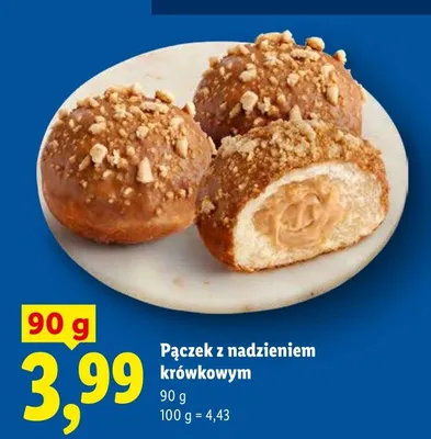 Pączek z nadzieniem krówkowym promocja w Lidl