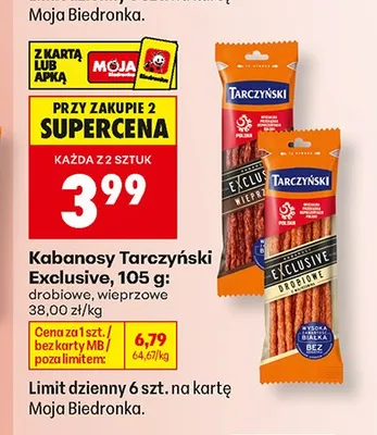 Kabanosy Tarczyński Exclusive wieprzowe promocja w Biedronka